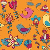 Seamless texture with flowers and birds N25