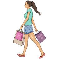 Vector Cartoon Shopping Girl