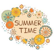 Summer time hand drawn lettering with flowers