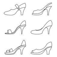 Set Of Outline High Heels Shoes