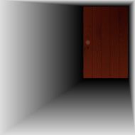 wooden door with handle and keyhole