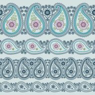 Paisley fabric seamless border pattern Oriental motif N3