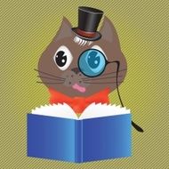 cat reading a book