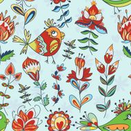 Seamless texture with flowers and birds N26