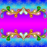 background with a horizontal band of jewels and ornaments gold