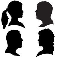 Vector silhouettes of different faces N7