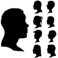 Vector silhouettes of different faces N8