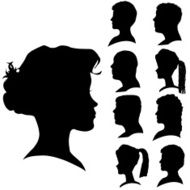 Vector silhouettes of different faces N9