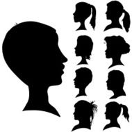 Vector silhouettes of different faces N10