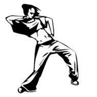 Vector girl street dancer in black and white graffiti style