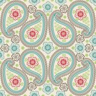 Paisley fabric seamless vector pattern Oriental motif Vintage