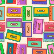 Seamless pattern of retro audio cassettes