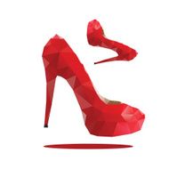 red high heels on white background