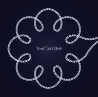Flower curled silver chain background Unclosed form Dark blue back