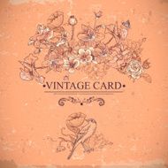 Vintage Floral Card with Birds and Butterflies N8