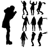 Vector silhouette of woman in winter clothes N7