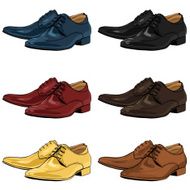 Vector Set of Color Cartoon Classical Men Shoes