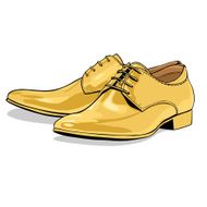 Vector Cartoon Yellow Classical Men Shoes