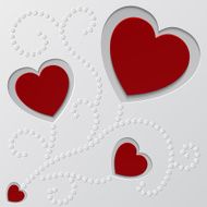 Red paper hearts Valentines day card N2