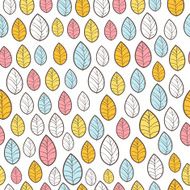 Leaves Seamless Background on white Hand drawn vector N2