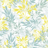 gray and yellow leaves silhouettes texture seamless pattern background