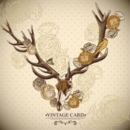 Vintage floral background with a deer skull