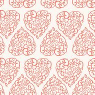 Seamless pattern with hand drawn doodle hearts N4