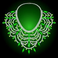feminine vintage necklace with green gems