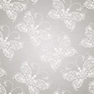 Vector seamless pattern with white paper cut butterflies