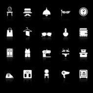 Dressing room icons with reflect on black background