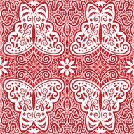 Butterfly lace pattern with flowers abstract decoration N2