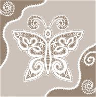 Butterfly lace pattern with flowers abstract decoration N3
