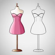 Hand drawn dress on dressform