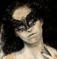 Sketch made with digital tablet of venetian lady in sepia N2