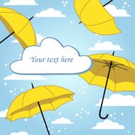 romantic card with umbrellas and rain N3