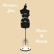 vector vintage tailor&#039;s mannequin with size dimensions N3