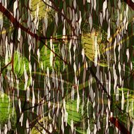 Camouflage seamless pattern with realistic leaves