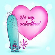 Valentines day card with pretty monster