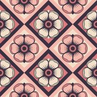 Fashion pattern with flowers in retro color