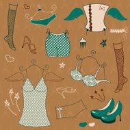Vector woman clothes set