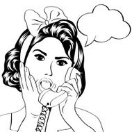cute retro woman in comics style N85