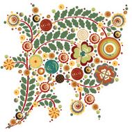 Flowers vector traditional branch of floral blooming with paint texture N2