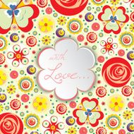 Flowers vector floral composition with place for text paint texture N8