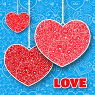Vector Valentine&#039;s day lacy paper heart greeting card N25