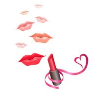 lips and lipstick with ribbon