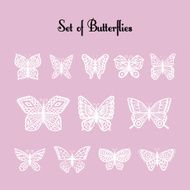 Set of vector silhouette butterflies N2