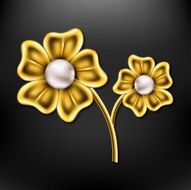 Golden flower jewel with pearls