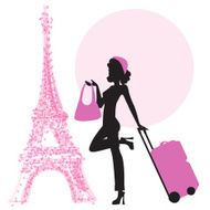 young woman with suitcase in Paris N10