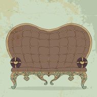 Retro brown leather sofa heart-shaped