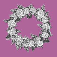 Floral frame with roses and butterflies
